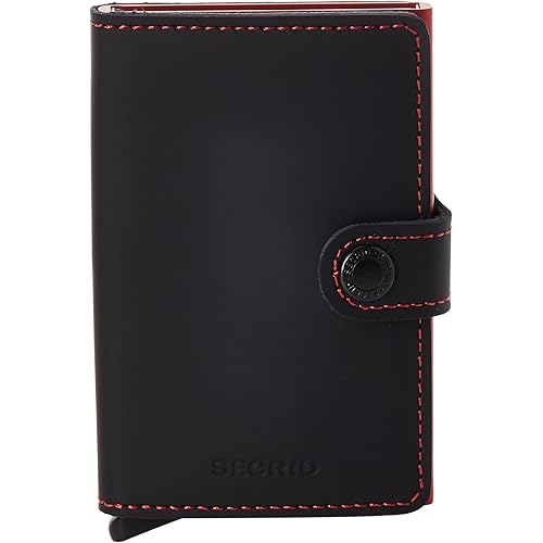 SECRID - Secrid Men's Mini Matte Leather Wallet With Rfid Card Protector (Black Red)