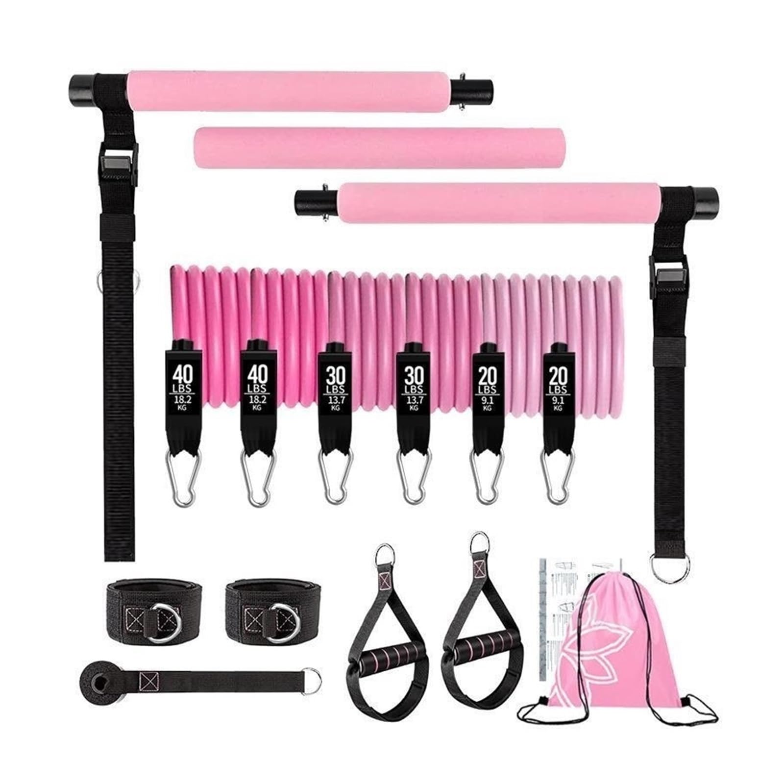 Widerstandsbänder mit Griffen 180LBS Widerstandsband-Set, Trainingsbänder, Übungsband, 5 Röhren