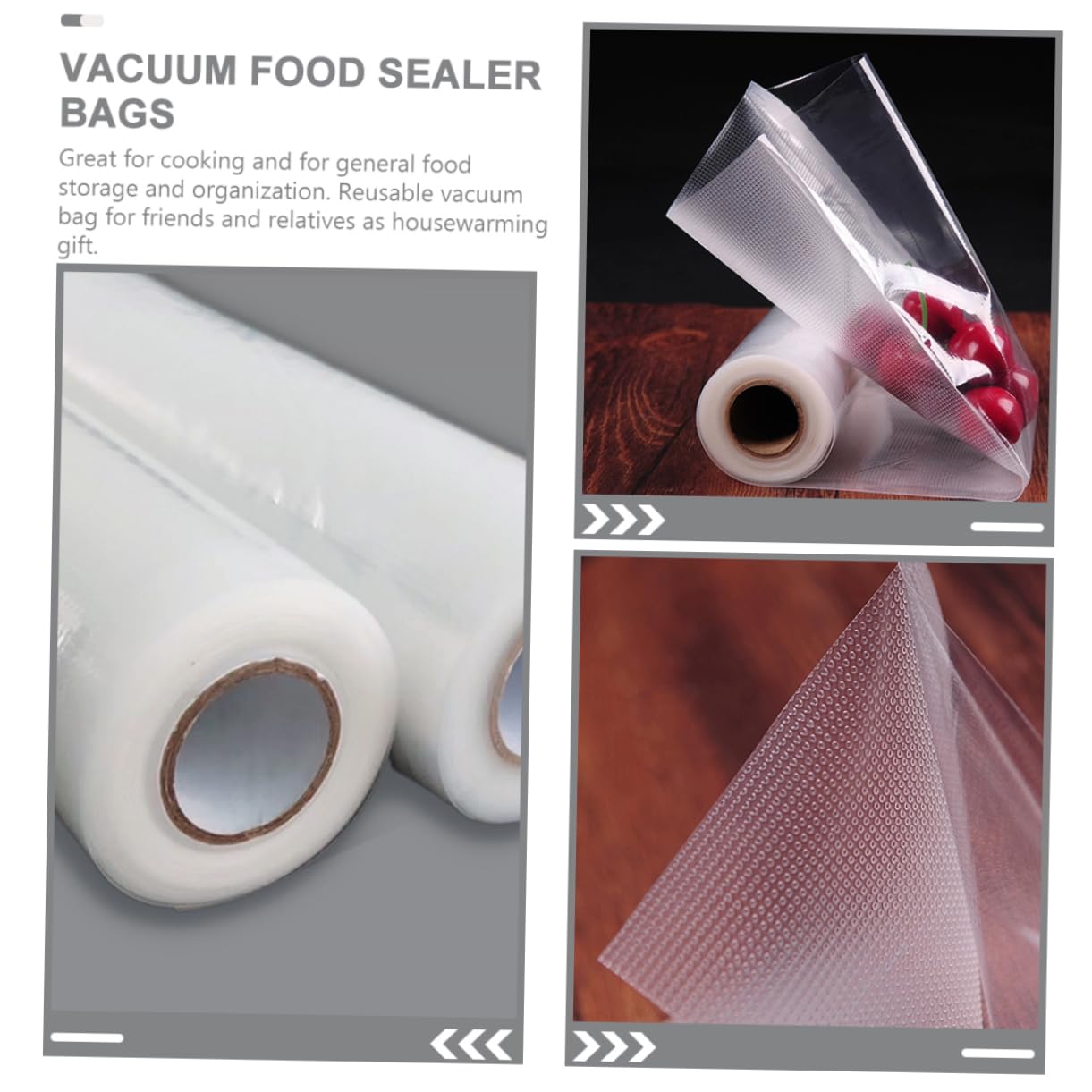 OUNONA 1 Roll Food Vacuum Sealer Bags Food Grade Sealable Storage Pouches for Meat Dried Fruits Washable Reusable for Home Kitchen Preservation