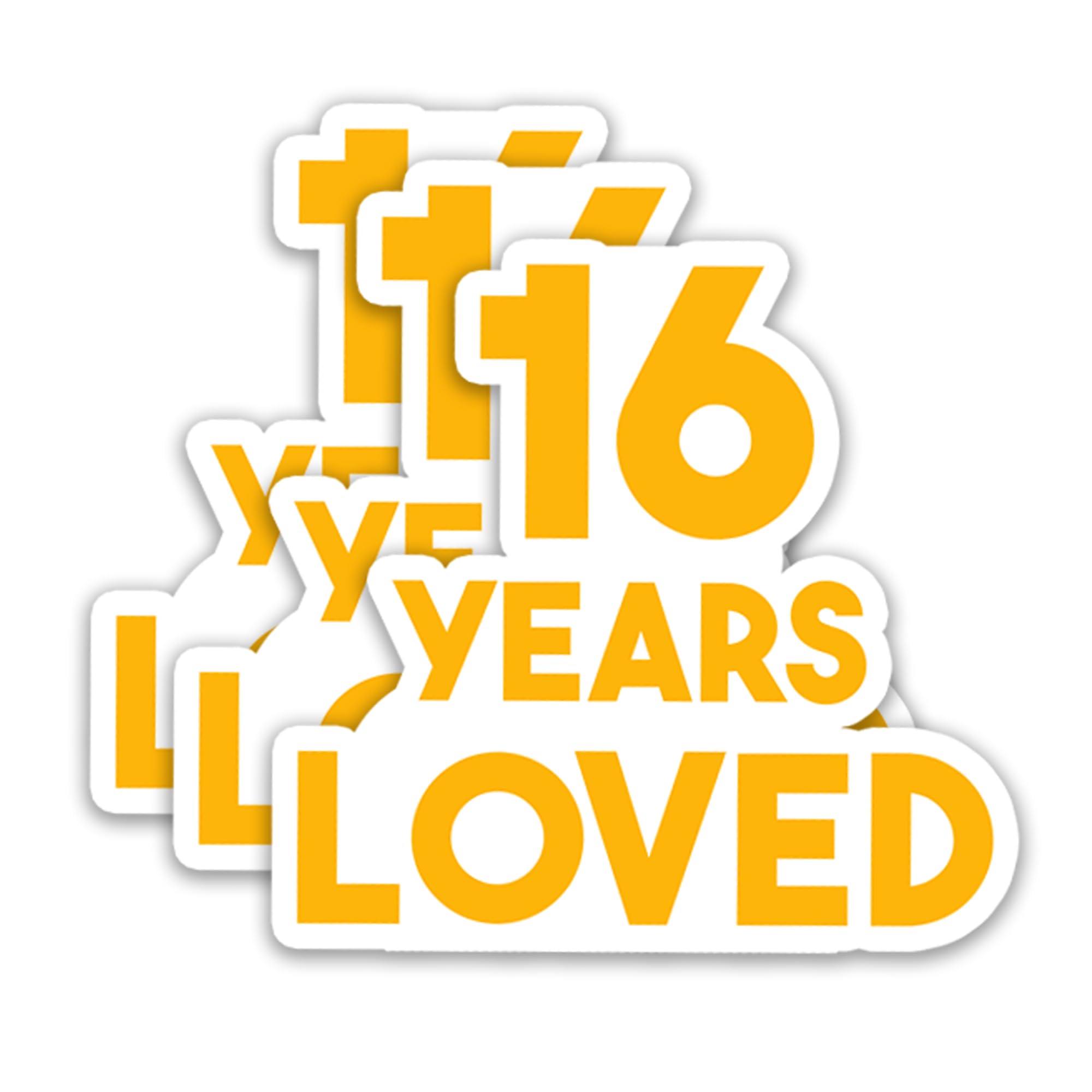 Photo 1 of (3Pcs) 16 Years Loved Sticker Happy 16th Birthday Stickers It's My 16th Birthday Waterproof Vinyl Decals for Water Bottles, Scrapbooks, Journals, 3 x 2.8 inch