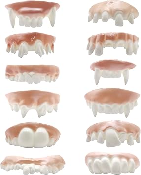 ALLY-MAGIC Gnarly Teeth 12 Pieces Ugly Fake Teeth Bob Teeth Gag Teeth Halloween Vampire Teeth for Aldult Halloween Masquerade Costume Party Favors,12 Styles Y4-GGJYTZ