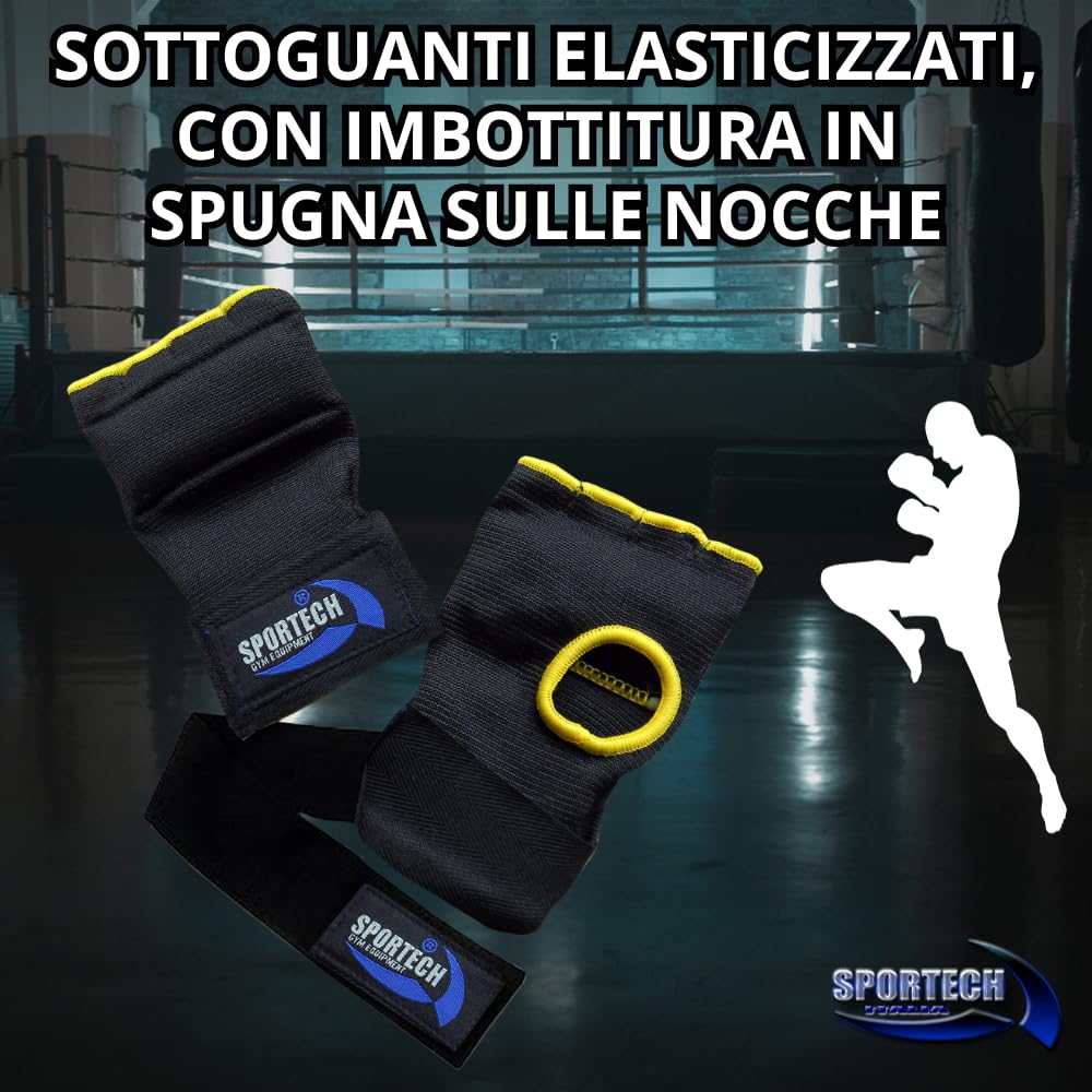 Fasce Sotto Guantoni Boxe Imbottite, Polsini Palestra per Bendaggi e Protezione Mani Ideali per Sottoguanti Pugilato, Guanti FitBoxe, Allenamento Kickboxing, Muay Thai, MMA