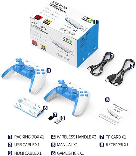 Miniatura 8 de X10 PRO Retro Game Stick con más de 50000 juegos, 4K HDMI HD Plug and Play Game Stick con 2 controladores, compatible con más de 50 simuladores,