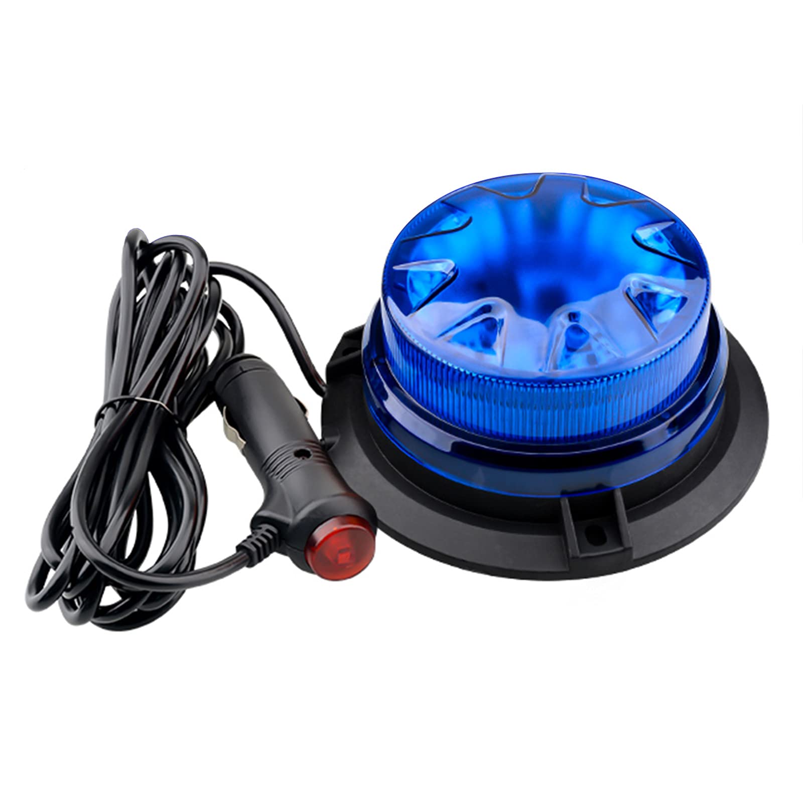 Luz de baliza de advertencia azul LED con base magnética y estroboscópico intermitente (Paquete de 2)