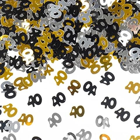 40th Black Gold Table Confetti Bag 30g,30th Birthday Confetti (1000pcs) ,40th Anniversary Confetti, for 40th Birthday Anniversary Party WeddingTable Decoration Cover