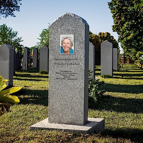 Image of AD FONTES Ceramic Headstone Photos for Grave Stones, Personalised Photo Gifts Customised Memorial Tiles, Waterproof Porcelain Portrait Cemetery, Rectangular Shaped Picture Frame Remembrance Ornaments