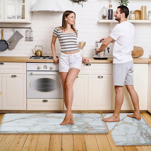 Miniatura 7 de Alfombras y tapetes de cocina antifatiga, juego de 2 alfombrillas de cojín cómodo, 12 de grosor antideslizante, tapete acolchado impermeable para