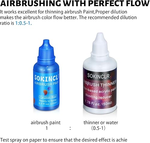 Miniatura 4 de Pintura de aerógrafo, perfecta para artistas y principiantes, juego completo de pintura de pincel de aire a base de agua con diluyente, limpiador,