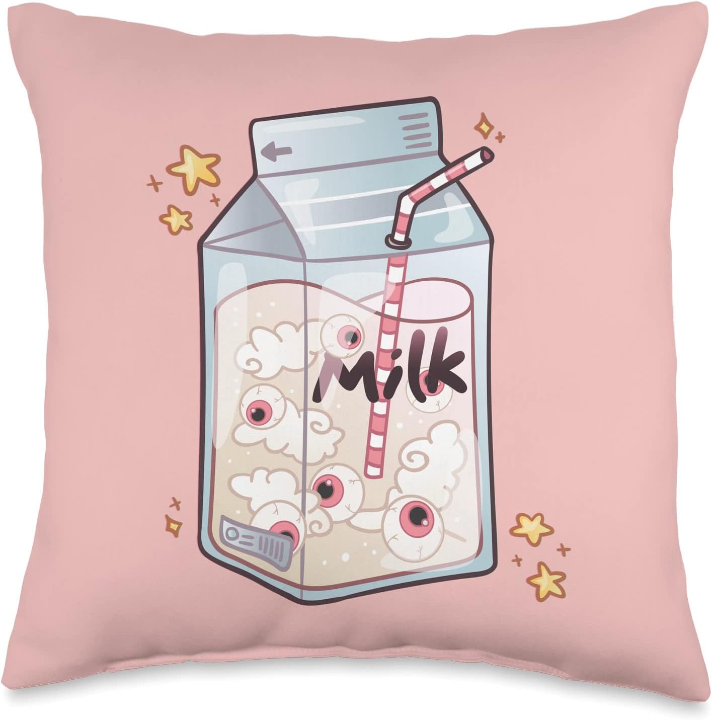 Weirdcore Aesthetic Eyes Japanese Milk Carton Eyeballs Throw Pillow