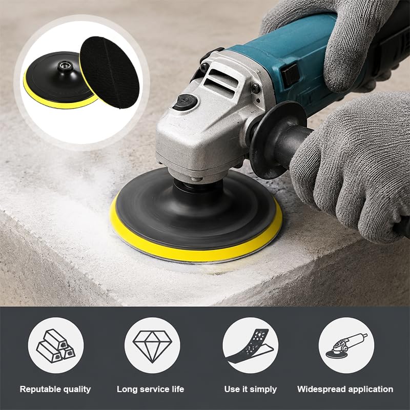 (M14x180mm) 7 Inch 180mm Hook and Loop Sanding Pad with M14 Drill Adapter, Self-Adhesive Disc Backing Plate, Compatible with Orbital Sanders & Polishers for Grinding and Buffi