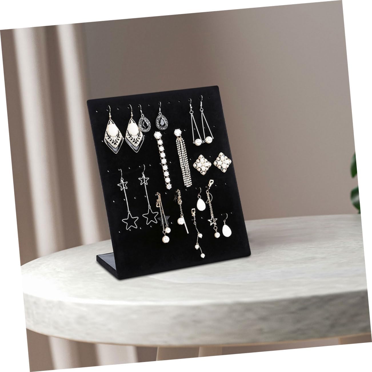 SAFIGLE 2pcs Velvet Earring Display Stand Elegant Jewelry Holder Organizer for Men Women Minimal Space Earring Rack for Selling Showcases Scratch Resistant Velvet Protection
