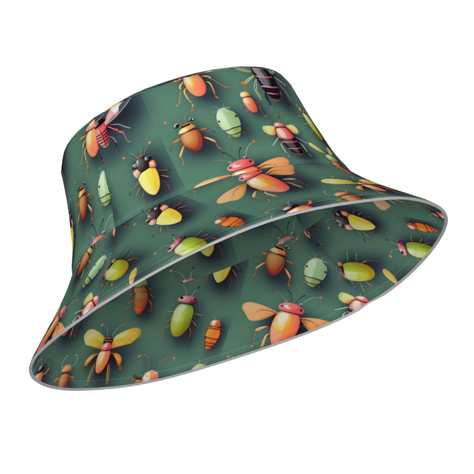 KJZJZCCB Insect Atlas Reflective Bucket Hat, for Men and Women, Day and Night, Safety, Cycling, Running, Fashionable Outdoor Sports. Black
