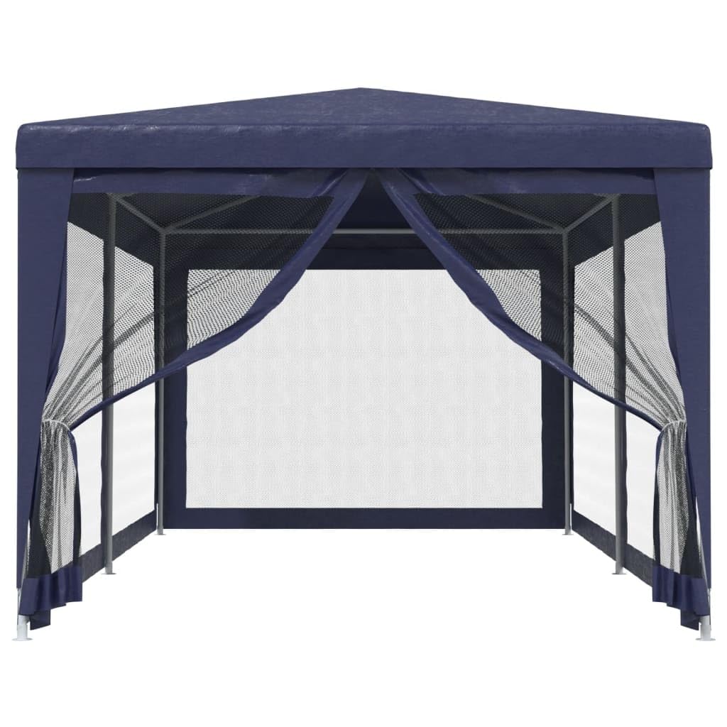 Tienda De Fiesta 3x6 M con 6 paredes de malla azul | Marco de hierro resistente, techo de agua, cremallera de entrada, refugio solar HDPE
