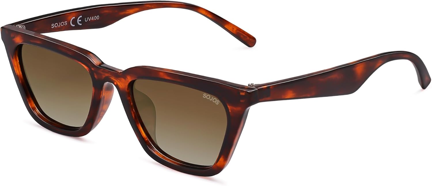 SOJOS Polarized Narrow Square Cateye Sunglasses for Women Retro Trendy Driving Glasses SJ2169