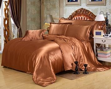 King Size Sheet Set - 7 Piece Set - Hotel Luxury Bed Sheets - Extra Soft - 21" Deep Pockets - Easy Fit - Silky Satin Breathable & Cooling Sheets - Brown Bed Sheets - King Sheets - 7 PC