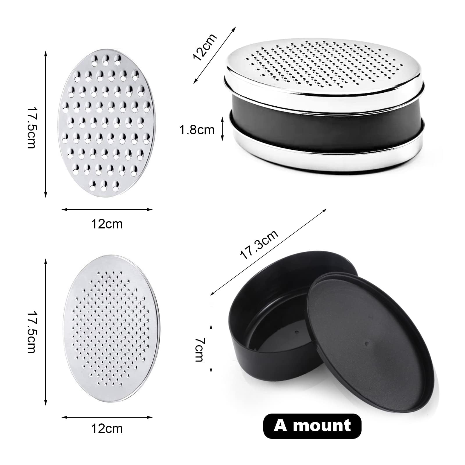 Cheese Grater with Container and Lid, Graters for Kitchen Box Grater with 2 Size Lid - Image 2