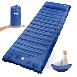 HiiPeak Ultralight Inflatable Sleeping Mat with Built-in Foot Pump & Pillow, Compact Air Mattress for Backpacking, Hiking