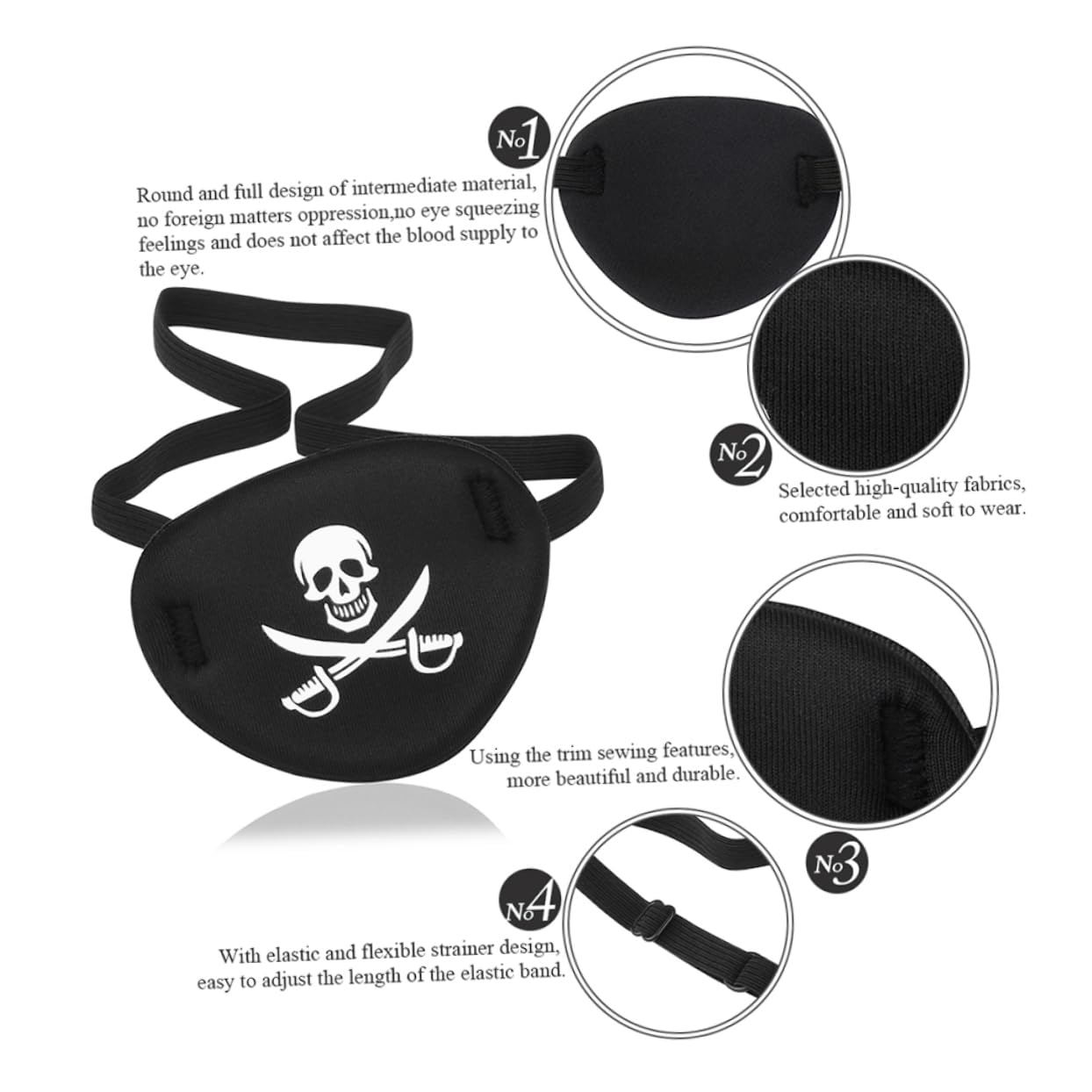 Toyvian 12 Stk Faule Augenklappe Piraten-augenmaske Strabismus-augenklappe Kapitän Augenmasken Halloween-piratenkostüm Einzelne Augenklappe Eine Augenklappe Patch Gemütlich 3d