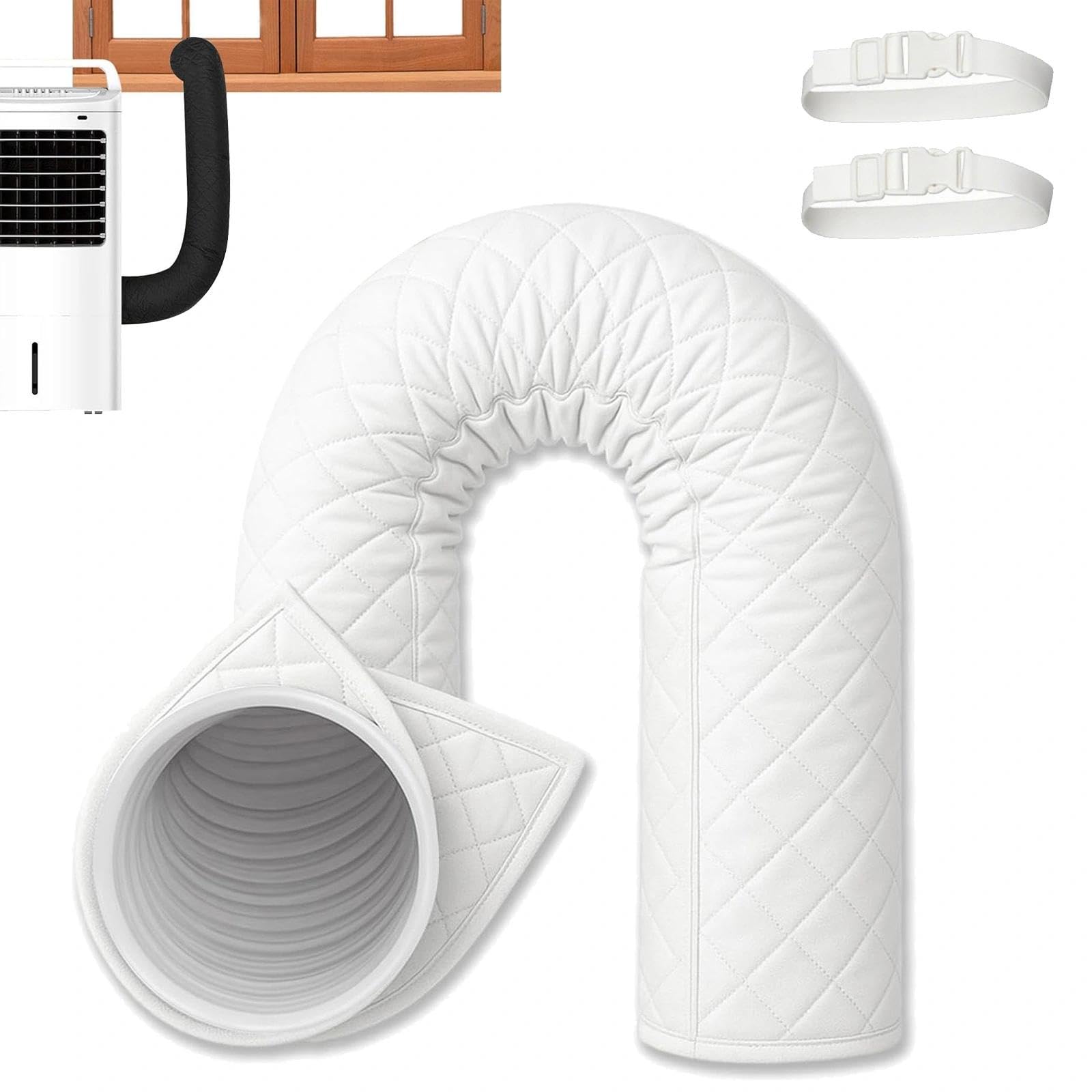Portable Ac Hose Insulation Sleeve,Air Conditioner Exhaust Hose Wrap,Portable Ac HoseCover,Insulated Hoses Duct Vent Cover with 3 Adjustable Straps,Suitable for Pipes Withdiameter of 5.8-6in(A)