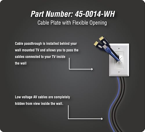Miniatura 2 de DataComm Electronics 45-0014-WH - Placa de cable con apertura flexible, color blanco