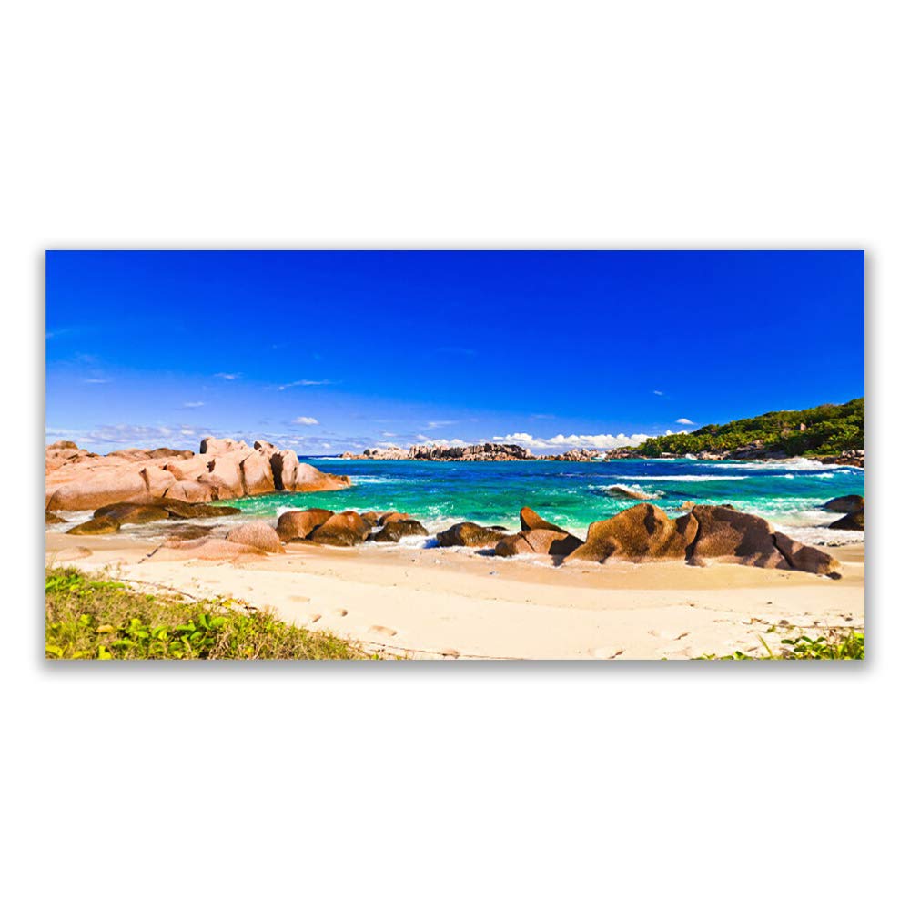 Tableau décoration déco mural moderne paysage mer plage rocheuse toile 120x60cm