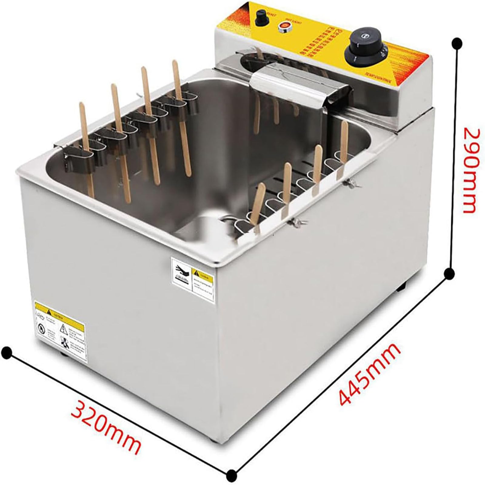 Friggitrice Commerciale,Friggitrice elettrica,Friggitrice Automatica per Bastoncini Hot Dog al Formaggio da 12 Litri,Friggitrice per Corn Dog,Temperatura Regolabile 50-200 ℃,per Ristorante,220V