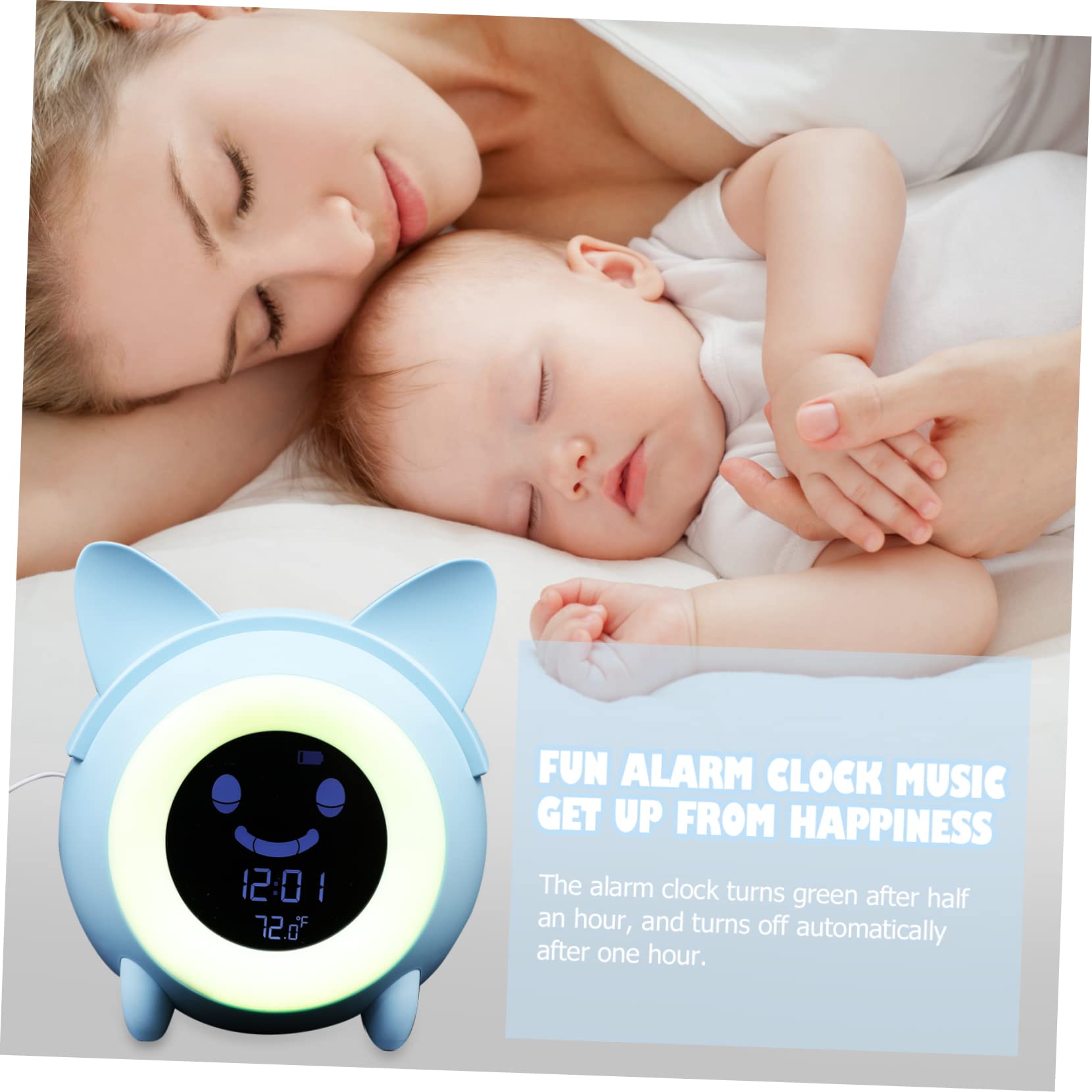 Kinderwecker mit Nachtlicht aus Kunststoff Blau Elektronischer Schlafwecker und Kleine Nachtlampe Modernes Design für Kinderzimmer und Schlafzimmer zu Hause