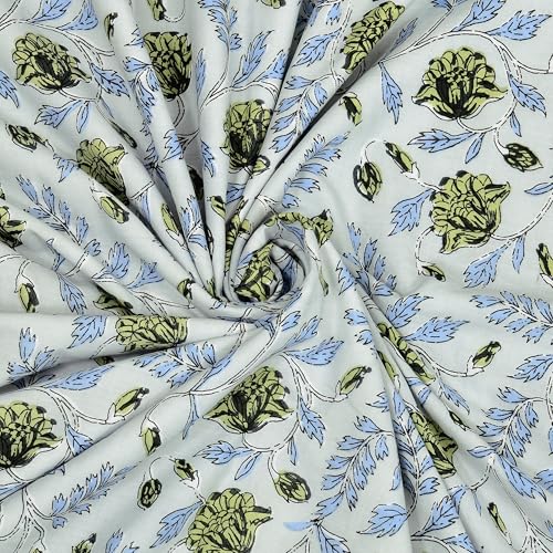 Image of BLOCKS OF INDIA 100% Cotton Dohar King Size Reversible Hand Block Printed Malmal Summer Dohar /Blanket (Open Grey Motifs)