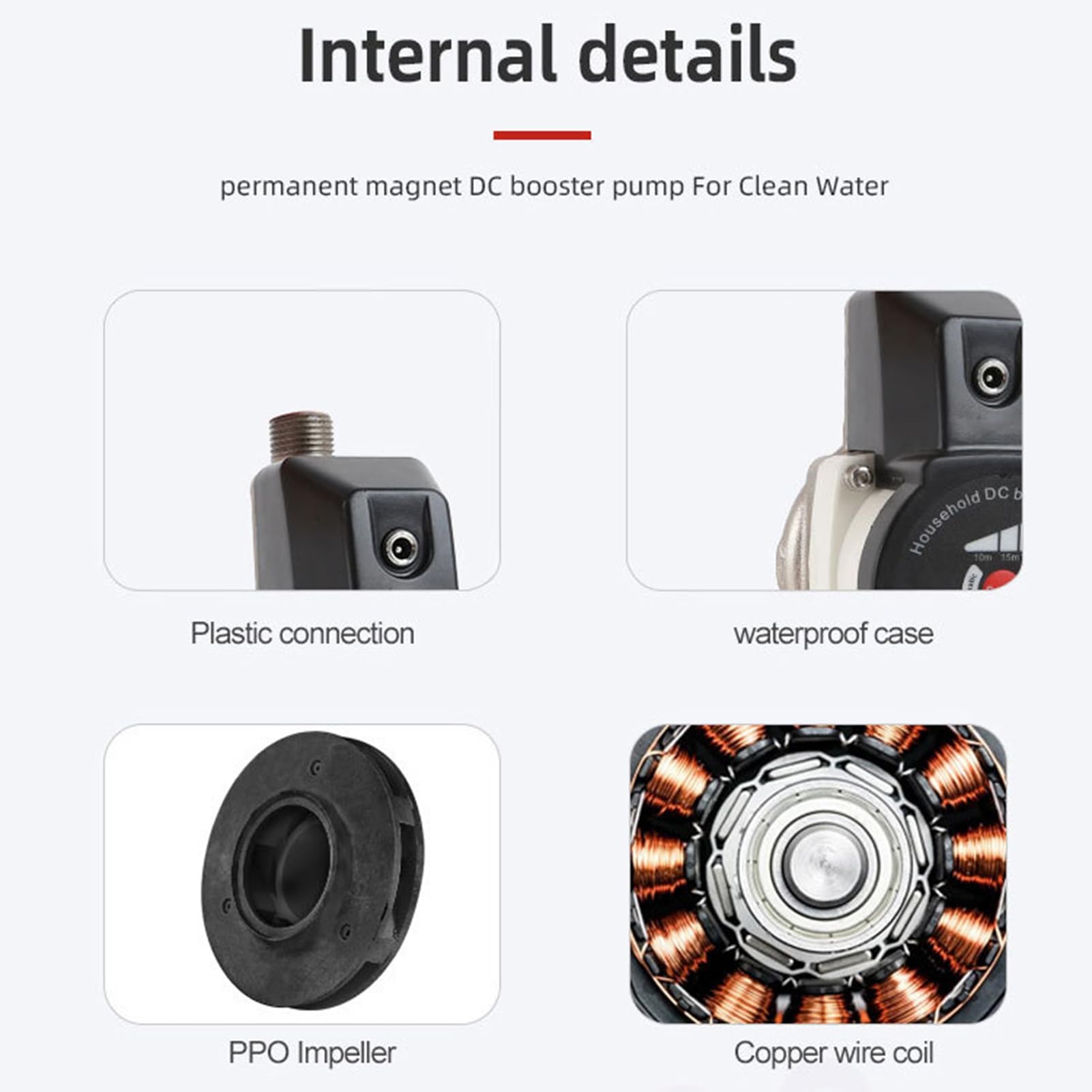 Fabater Pompa Booster per Pressione Dell'acqua, Pompa per Doccia Intelligente e Silenziosa de 475,5 GPH e 80W con Interfaccia NPT de 1/2 Pollice, modalità Manuale/automatica (EU)