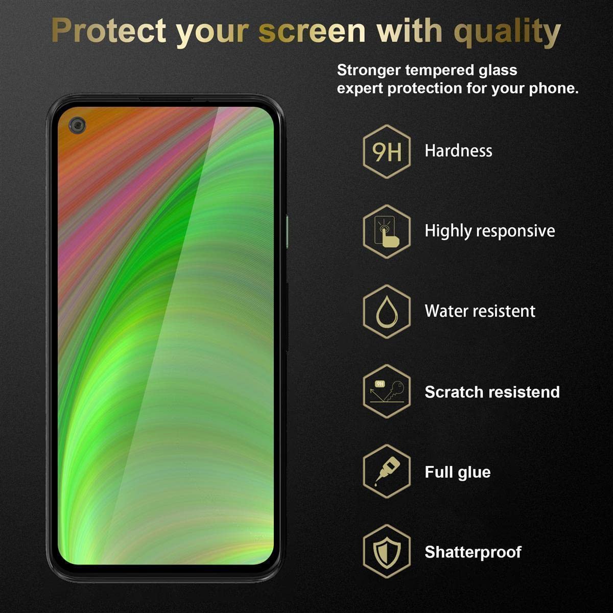 Cadorabo 3x Pellicola Protettiva copertura completa compatibile con Xiaomi Redmi Note 9 in TRASPARENTE con NERO