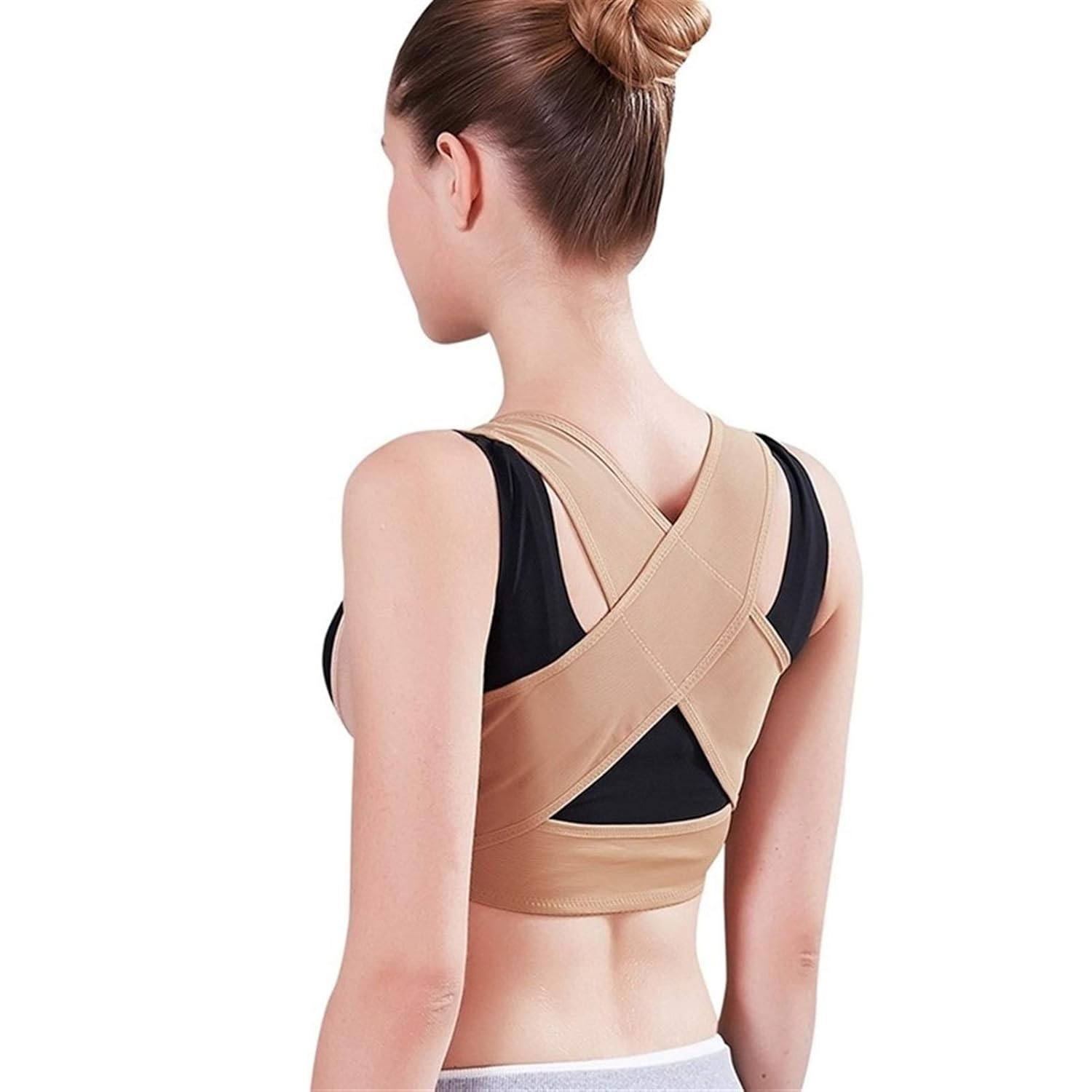 Correction Back Shoulder Corrector Support Brace Belt Adjustable Strap Straightener (Skin Color XX)