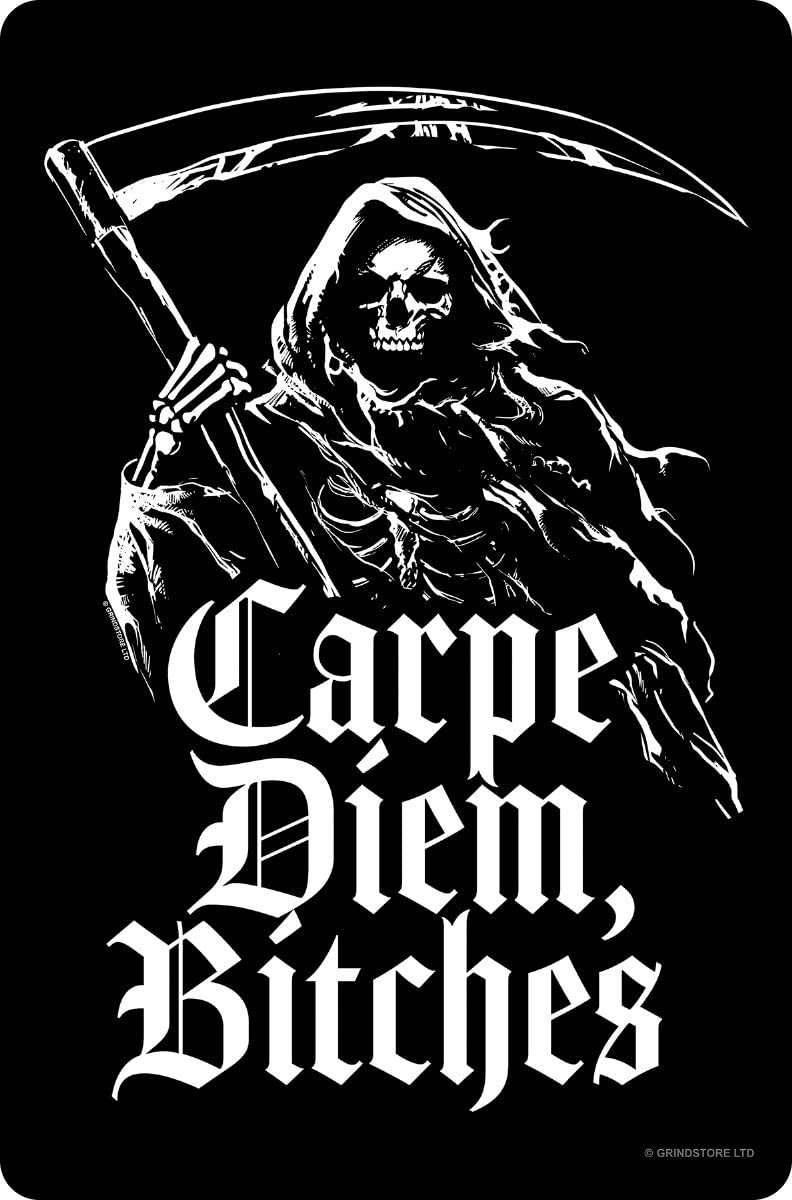 Grindstore Originals Nc Carpe Diem, Bitches Small Tin Sign Black 10X15cm