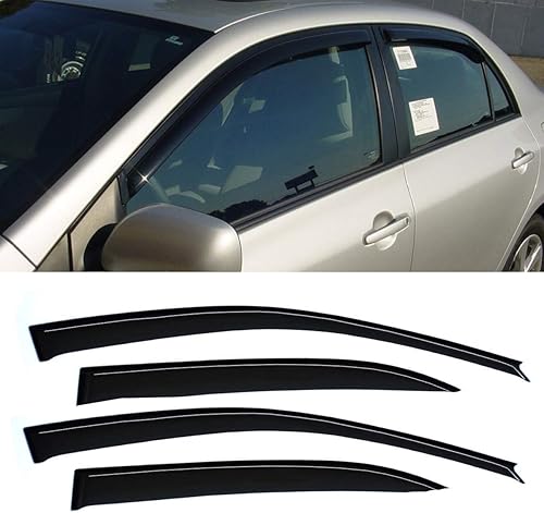 4 piezas para 03-08 Corolla 4Dr Sedan Sun Rain Guard Indoor Visors