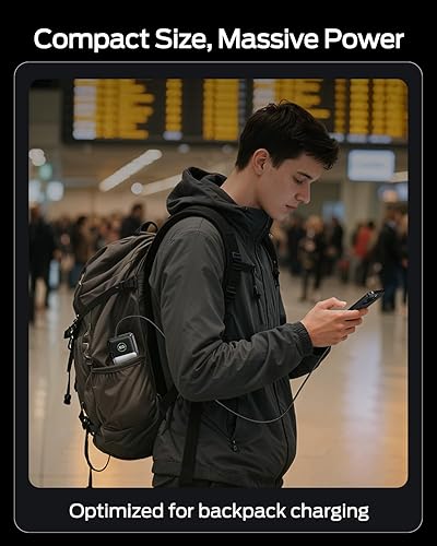 Miniatura 3 de MOVE SPEED Cargador portátil 3 en 1 con cable retráctil integrado de 27.6 pulgadas y enchufe de pared plegable, banco de energía de carga rápida de