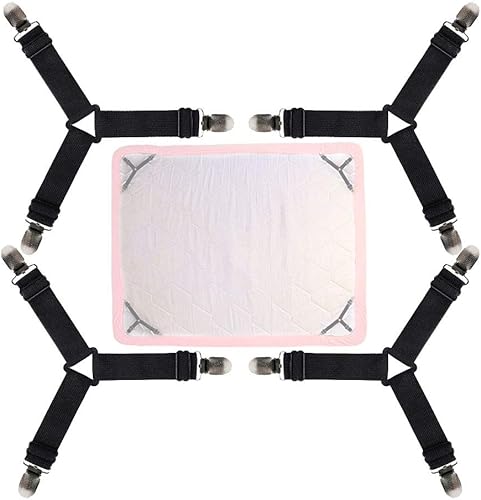 AKOAK - Juego de 4 correas elásticas para sábanas de cama, fundas de colchón, cojín de sofá y etc.
