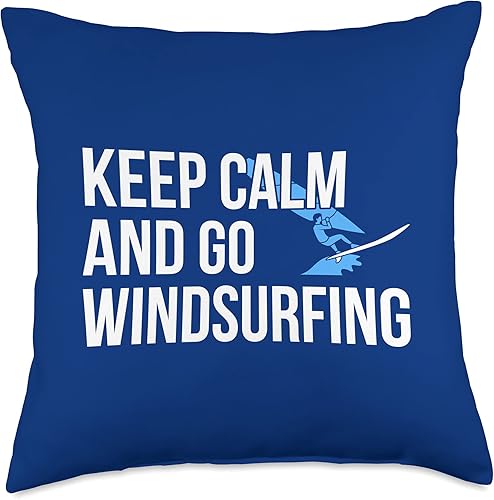 Windsurf Gifts & Accessories Keep Calm and Go - Almohada para windsurfista, 18 x 18 pulgadas, multicolor