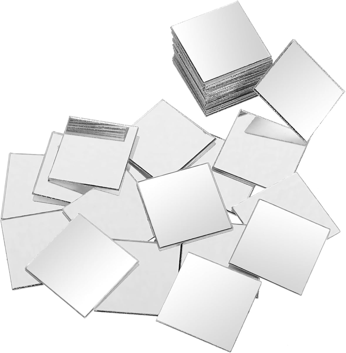 Lusofie 50 Pcs Square Mini Mirror Small Mirrors for Crafts Self Adhesive Mirror Tiles Acrylic Mirror Sheet for DIY Projects Crafts Mosaics Art Supplies and Home Decor(1 x 1 Inch)