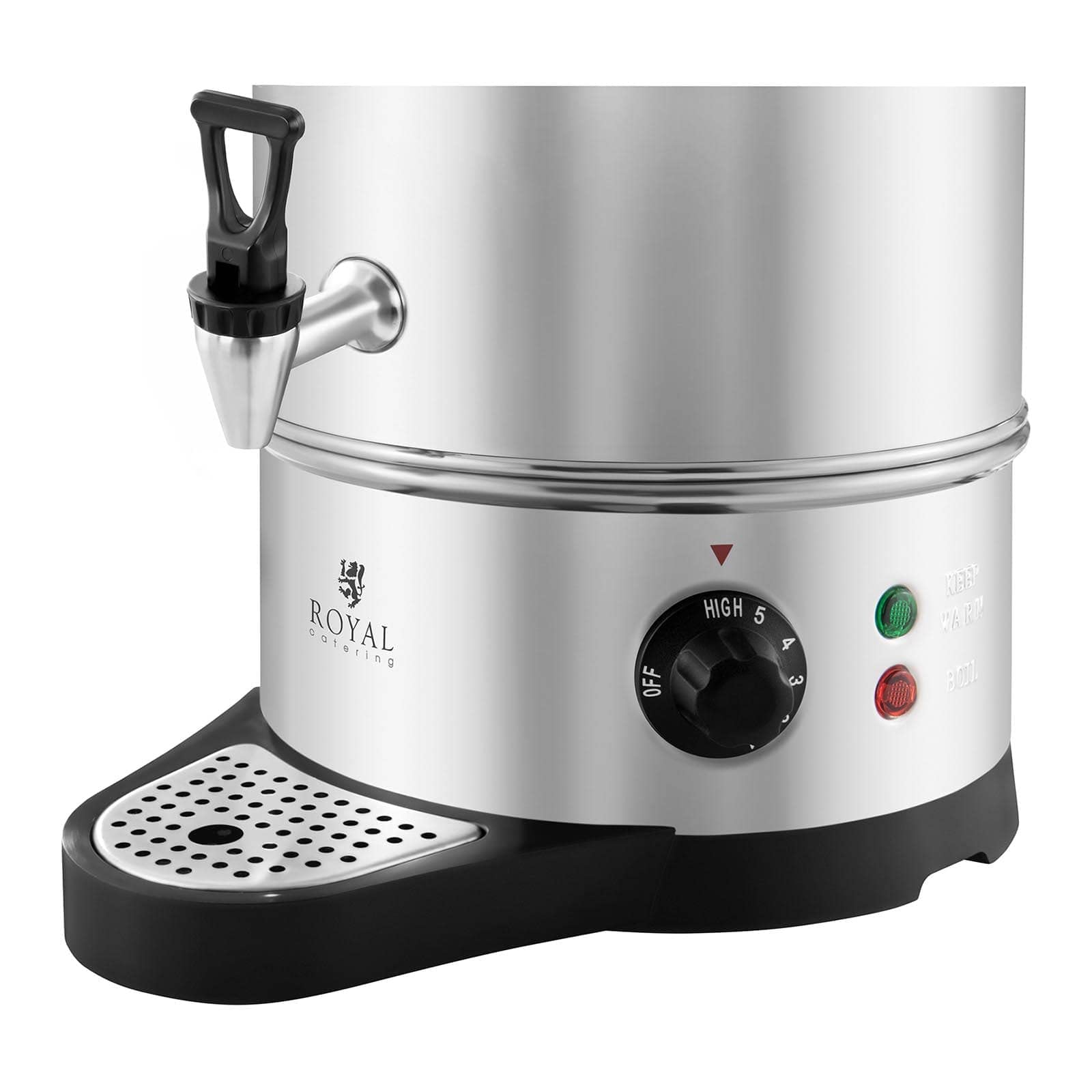 Royal Catering RCWK 10A czajnik do grzanego wina, 10 l – 11,5 l, 1600 W, stal nierdzewna, tacka ociekowa, ekspres do grzanego wina, czajnik
