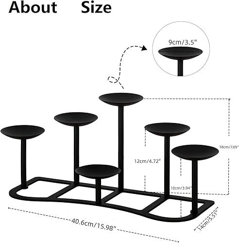 Miniatura 6 de LANLONG Portavelas de chimenea 9 candelabros para velas de pilar soporte de vela negro mesa de hierro decoración de piso de manto decoración de