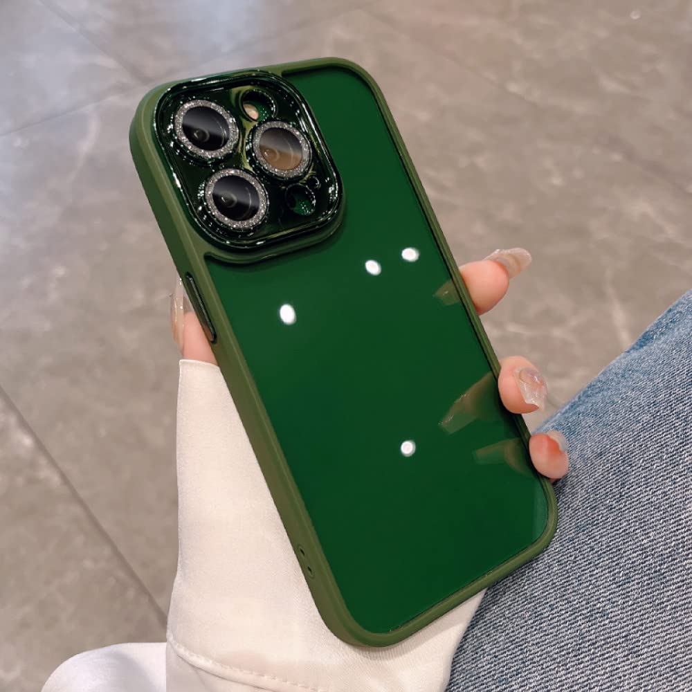 Coque Transparente iPhone 12 Pro Max Rigide Hybrid Armor Vert Pailleté - 8