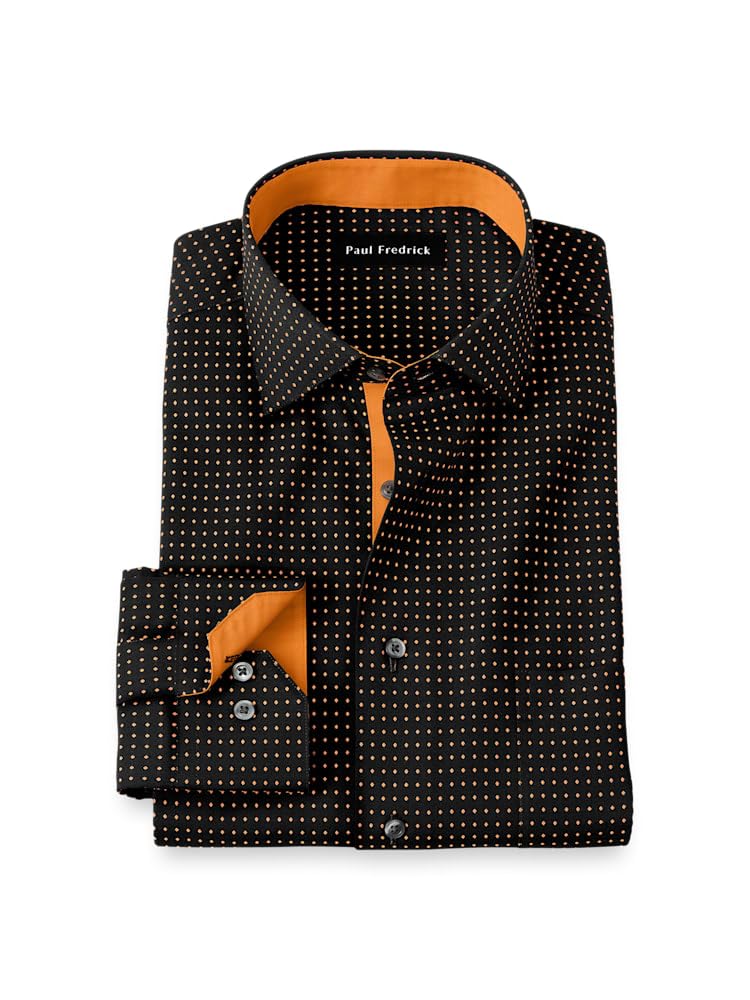 Paul Fredrick Mens Tailored Fit Comfort Stretch Non-Iron Dot Dress Shirt
