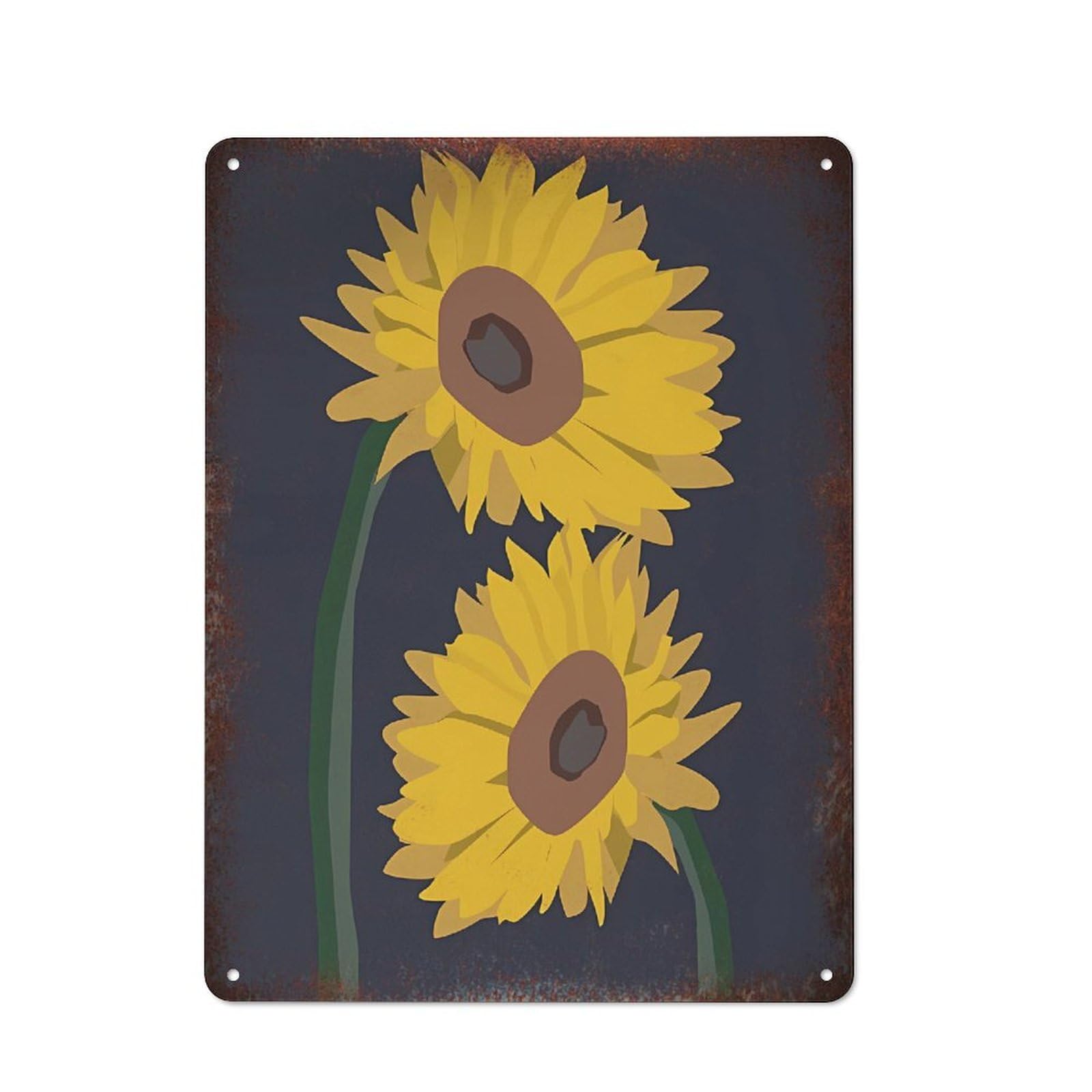 peiyeety Metal Tin Sign Yellow Sunflower On Dark Background Minimalist Pattern Vintage Rustic Wall Art Kitchen Bathroom Bedroom Living Room Farmhouse Garage Home Bar Laundry Room Porch Patio 6x8 Inch