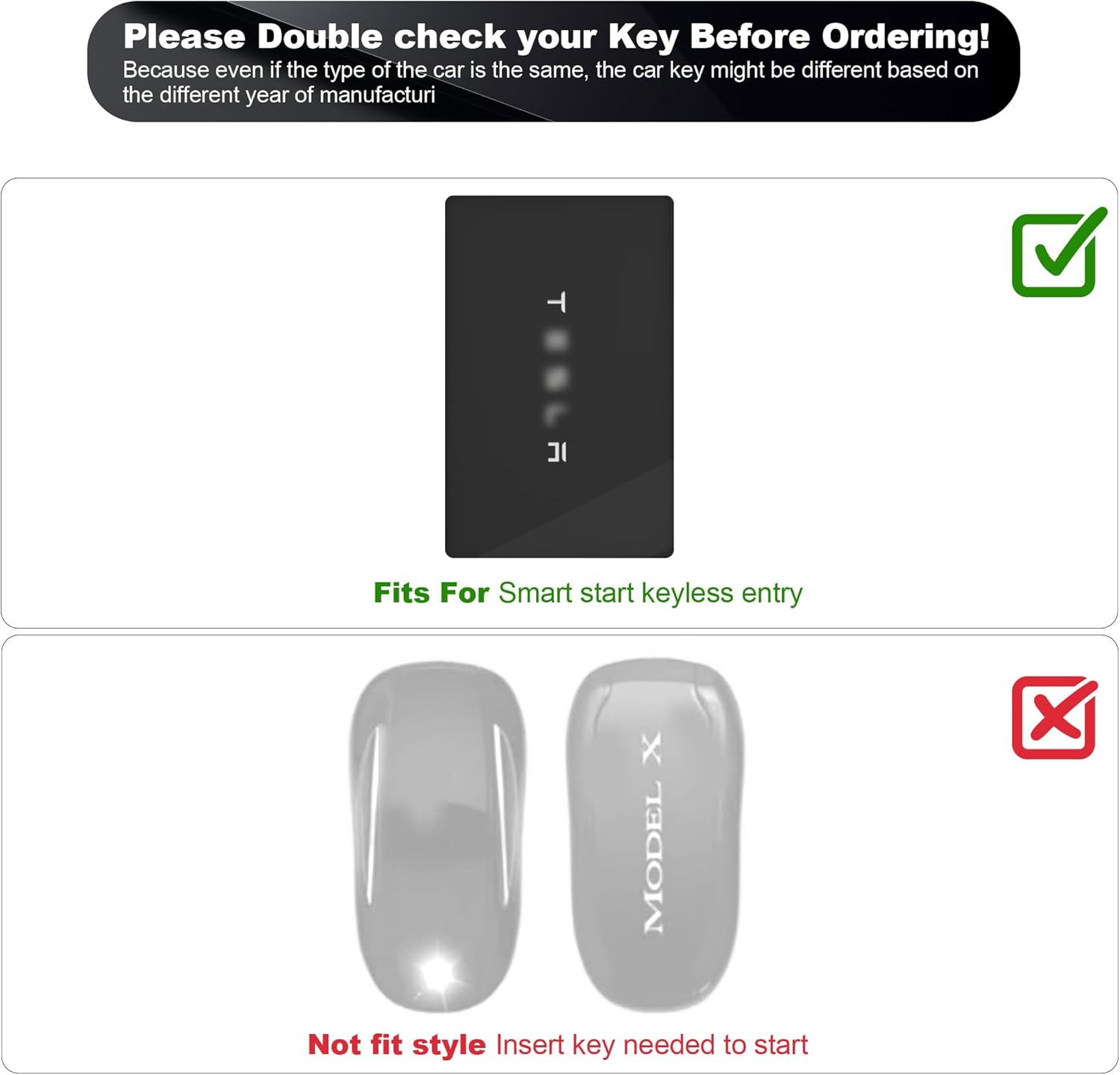 for Tesla Key Fob Cover with Keychain, Metal Frame and Leather Key Shell Full Protector Fit for Model 3 Model Y keycard Case, Black