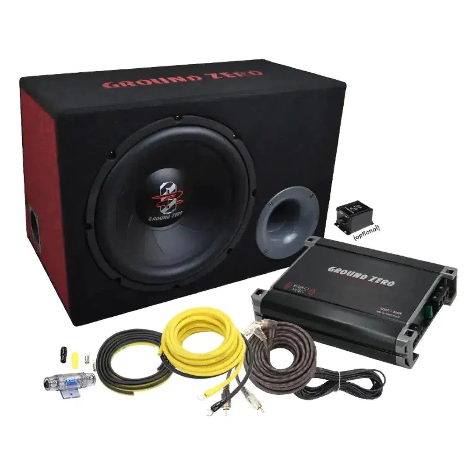 Ground Zero GZ BASS KIT 12.300X-II + Cable - 30 cm Aktiv Subwoofer mit 300 Watt (RMS: 200 Watt)