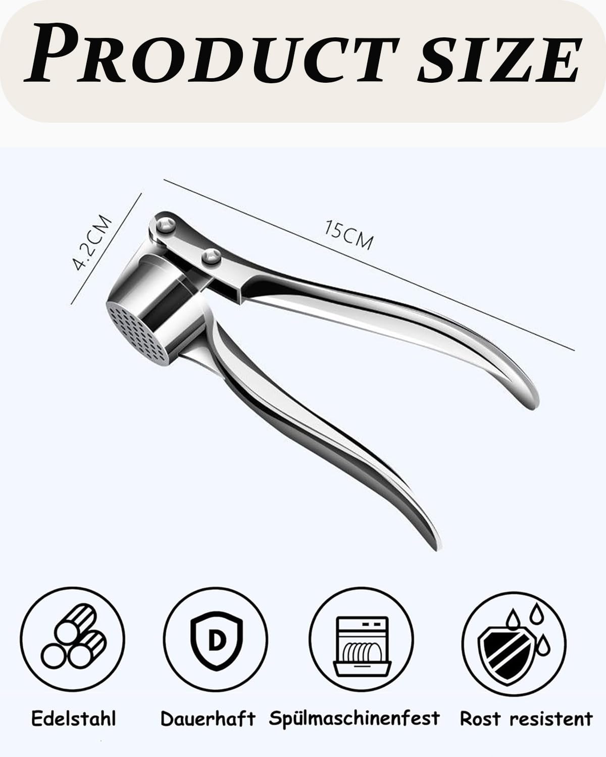 1 pièce Presse-ail - Presse-ail en acier inoxydable, coupe-ail, broyeur d'ail, presse-ail, passe au lave-vaisselle, hachoir à ail pressé, facile à nettoyer