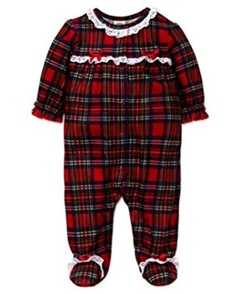 Little ME Baby Girl's Girls Plaid Christmas Footie (3 months)