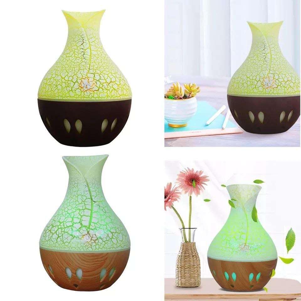 mobigon Wood Cool Mist Ultrasonic Humidifier for Room Moisture, Aroma Diffuser for Home, 200ml Essential Oil Diffuser with 7 Colorful Night Light, Auto Shut-Off, Home, Office, car (D.Dark Brown)