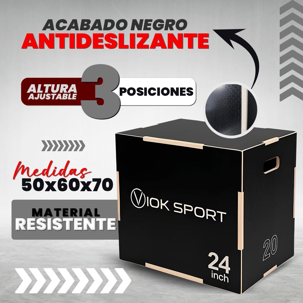 VIOK SPORT Cajón de Salto Pliométrico Negro – para Entrenamiento Funcional, Cross Training y Fitness