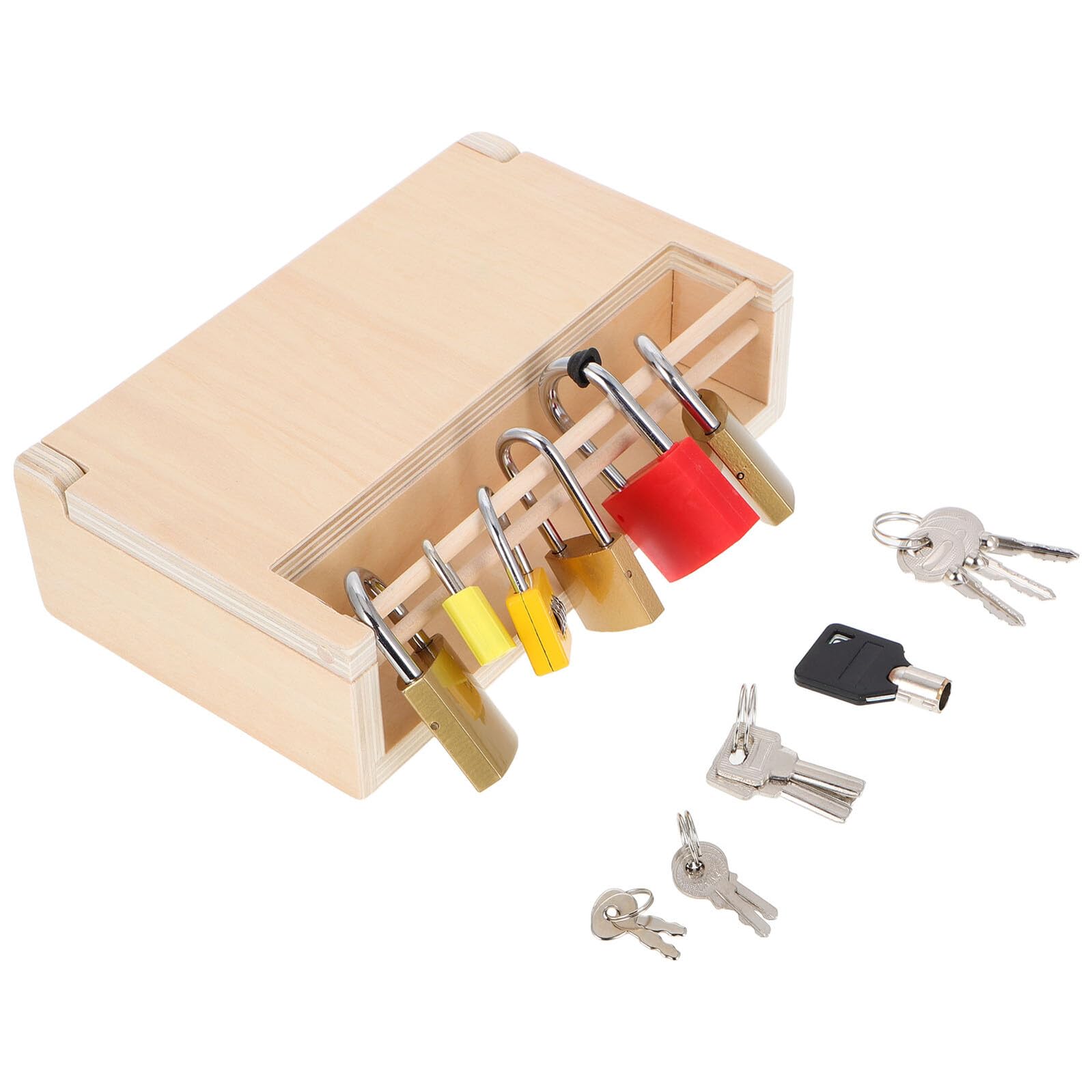 Juguete Montessori de Madera y Metal para Niños Cerraduras y Llaves Que Mejora la Coordinación Mano-Ojo y Promueve el Crecimiento Intelectual en Interacción Padre E Hijo