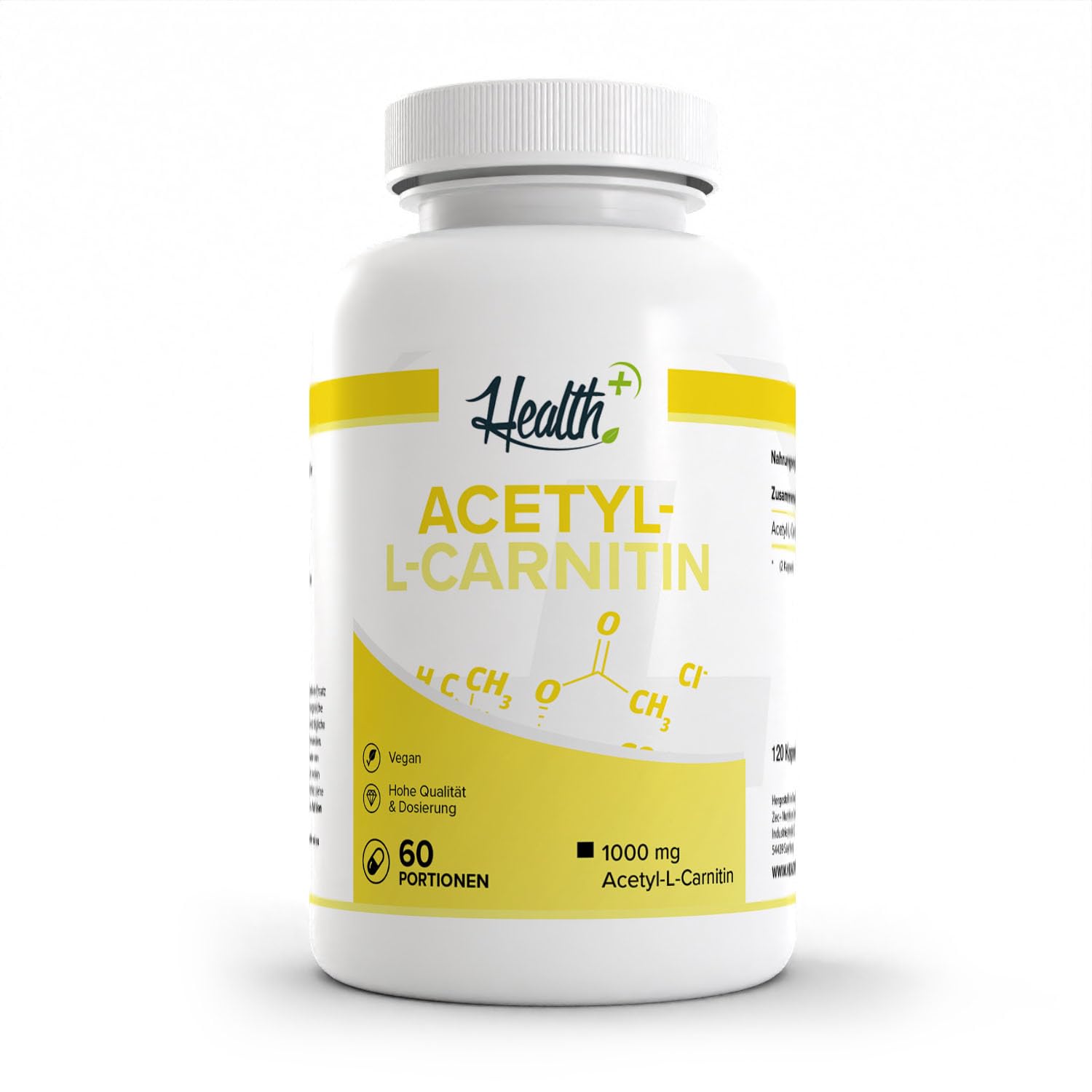 Health Plus Acetyl L Carnitine Capsules Hochdosiert. Improved Thinking  Skills. High Dose